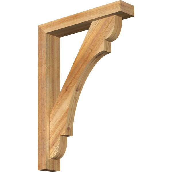 Ekena Millwork Olympic Block Rough Sawn Bracket w/ Offset Brace, Western Red Cedar, 4"W x 20"D x 28"H BKT0402X20X28OLY05RWR - main